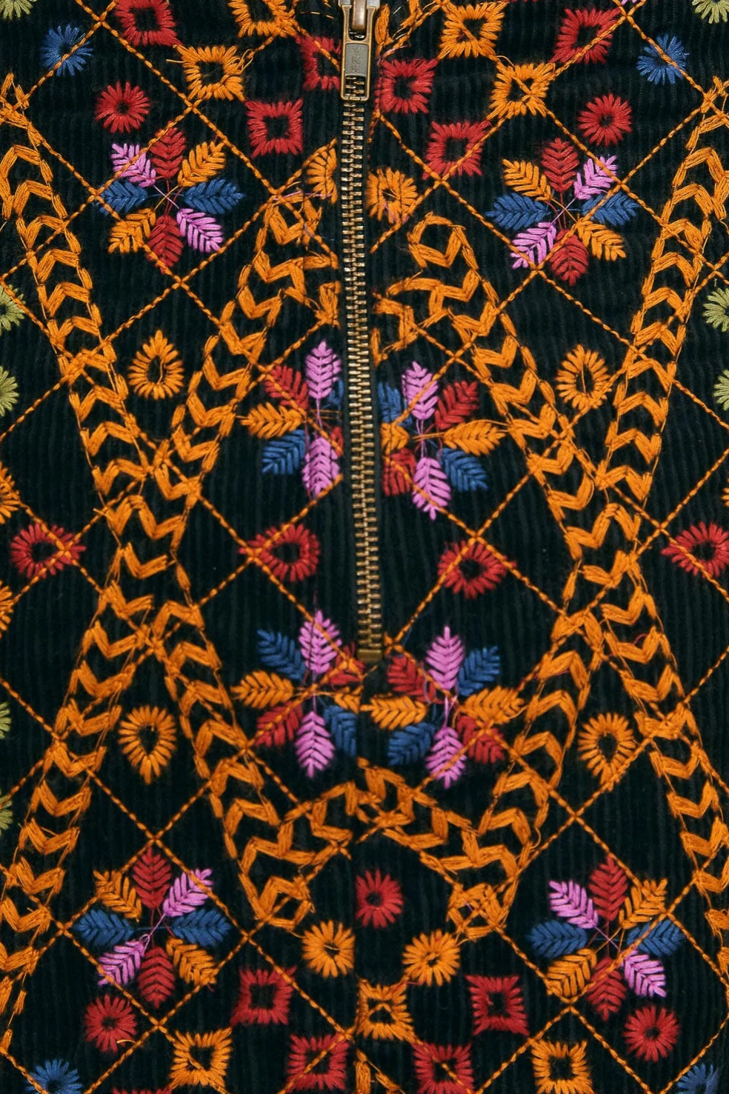FARM Rio EMBROIDERED CORDUROY MINI SKIRT