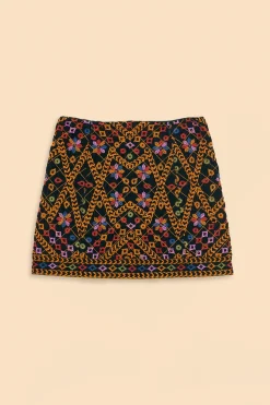 FARM Rio EMBROIDERED CORDUROY MINI SKIRT
