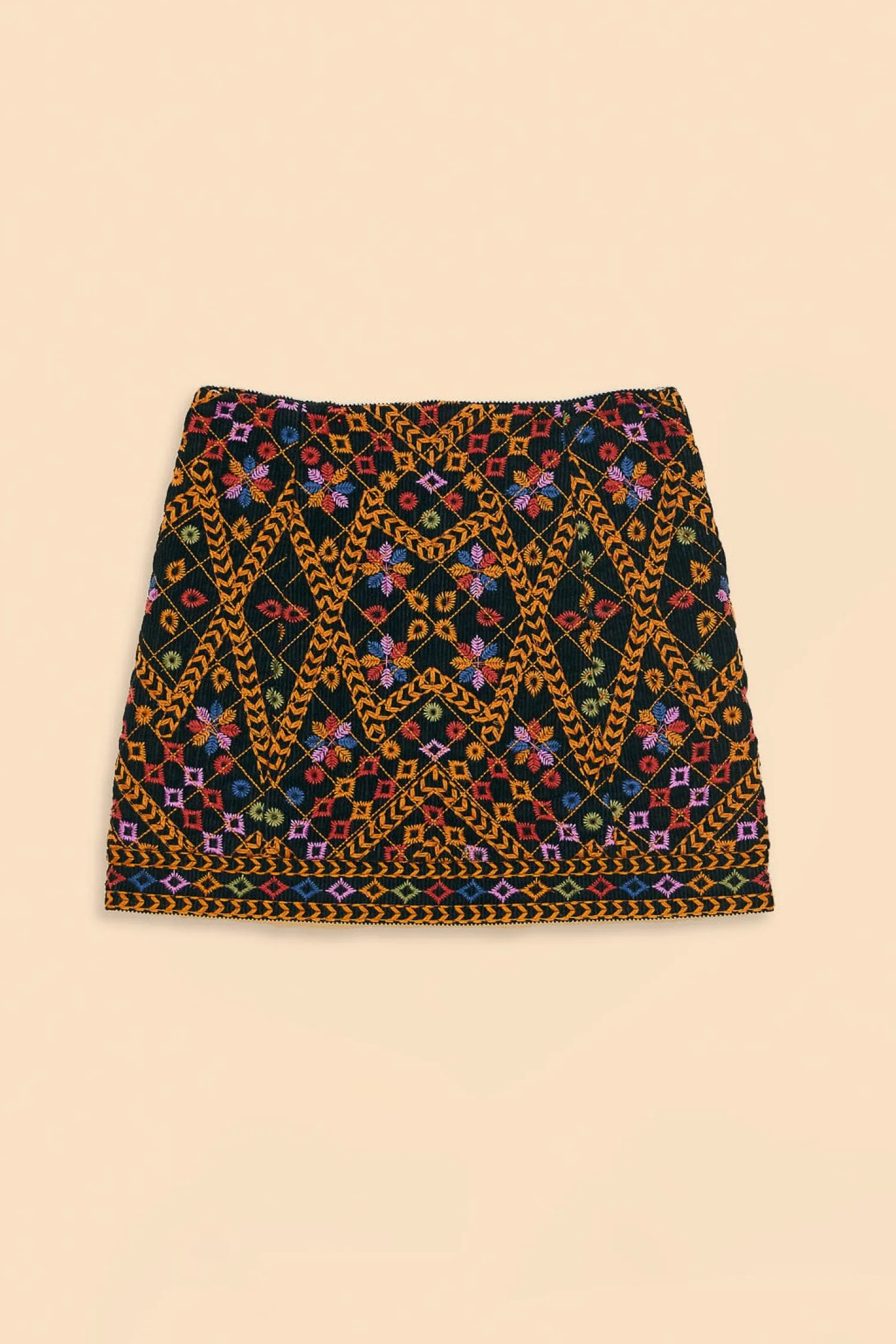 FARM Rio EMBROIDERED CORDUROY MINI SKIRT