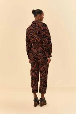 FARM Rio  EMBROIDERED LONG SLEEVE JUMPSUIT