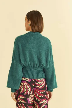 FARM Rio  EMERALD BUBBLE KNIT CARDIGAN