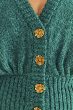 FARM Rio  EMERALD BUBBLE KNIT CARDIGAN