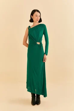 FARM Rio EMERALD ONE SHOULDER MIDI DRESS