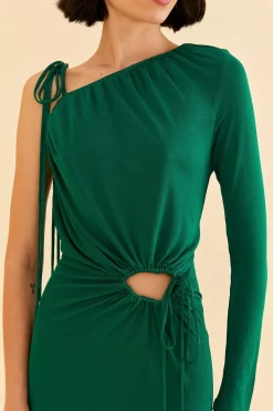 FARM Rio EMERALD ONE SHOULDER MIDI DRESS