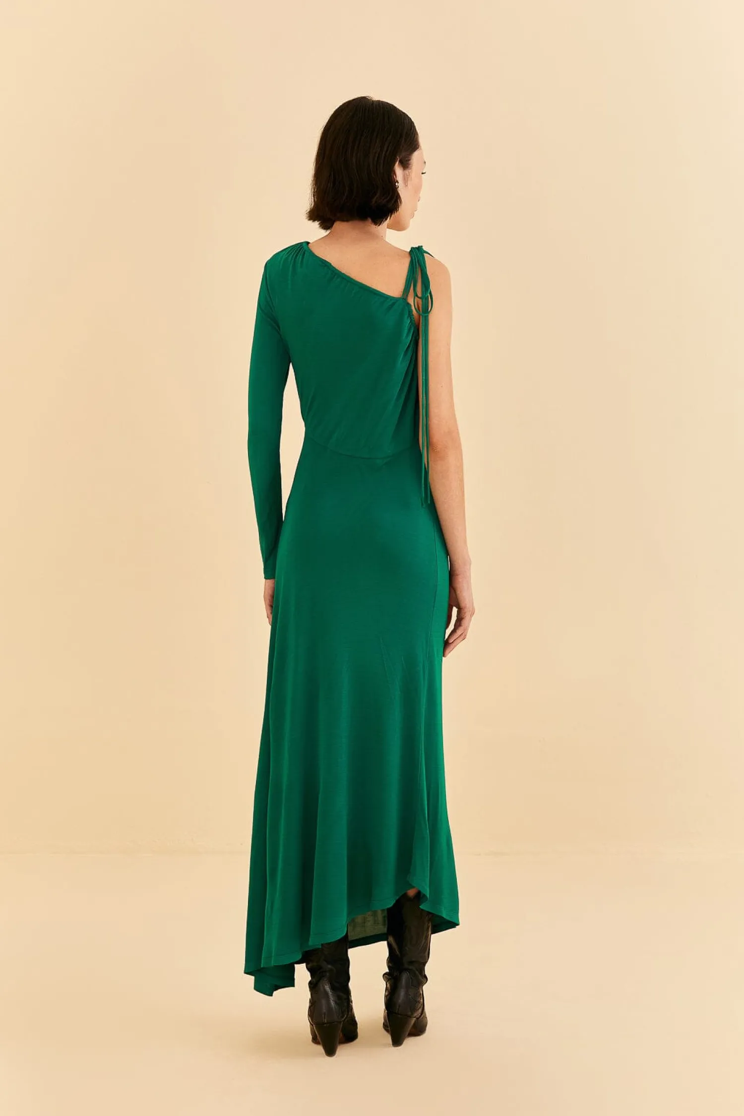 FARM Rio EMERALD ONE SHOULDER MIDI DRESS