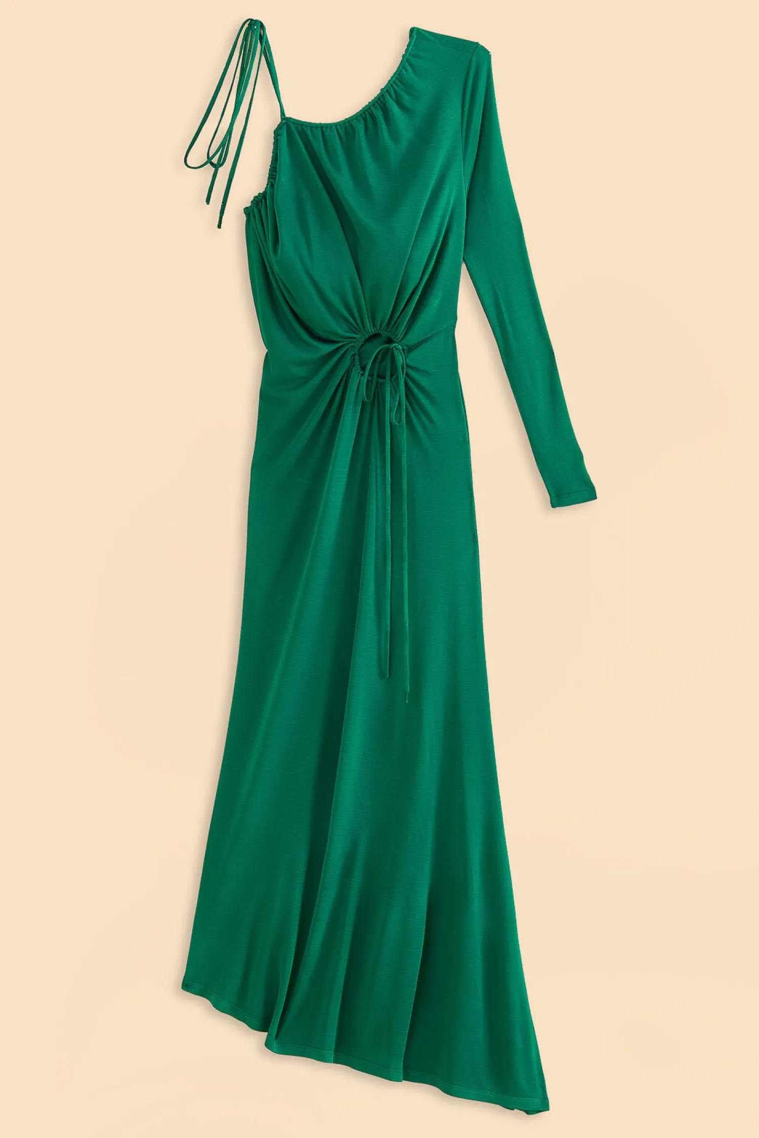 FARM Rio EMERALD ONE SHOULDER MIDI DRESS