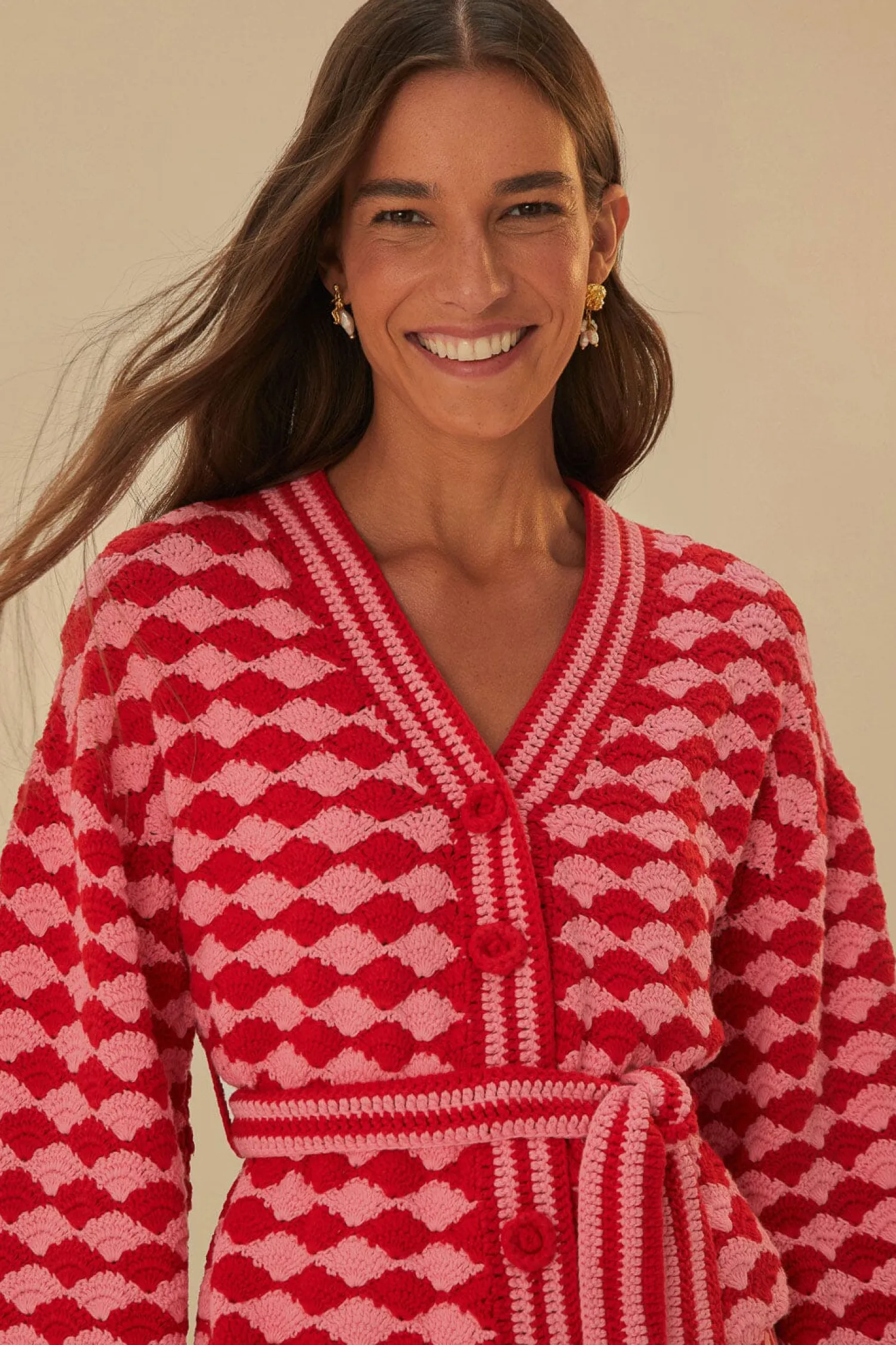 FARM Rio FAN STITCH CROCHET CARDIGAN