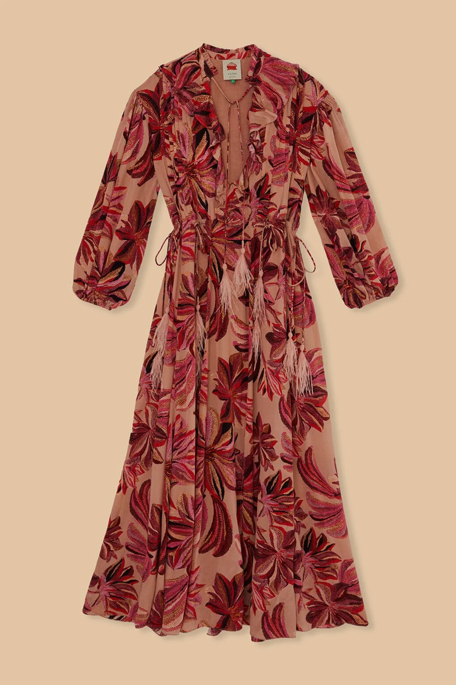 FARM Rio FLORAL TAPESTRY V NECK MAXI DRESS