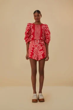 FARM Rio FLORA TAPESTRY RED BLOUSE