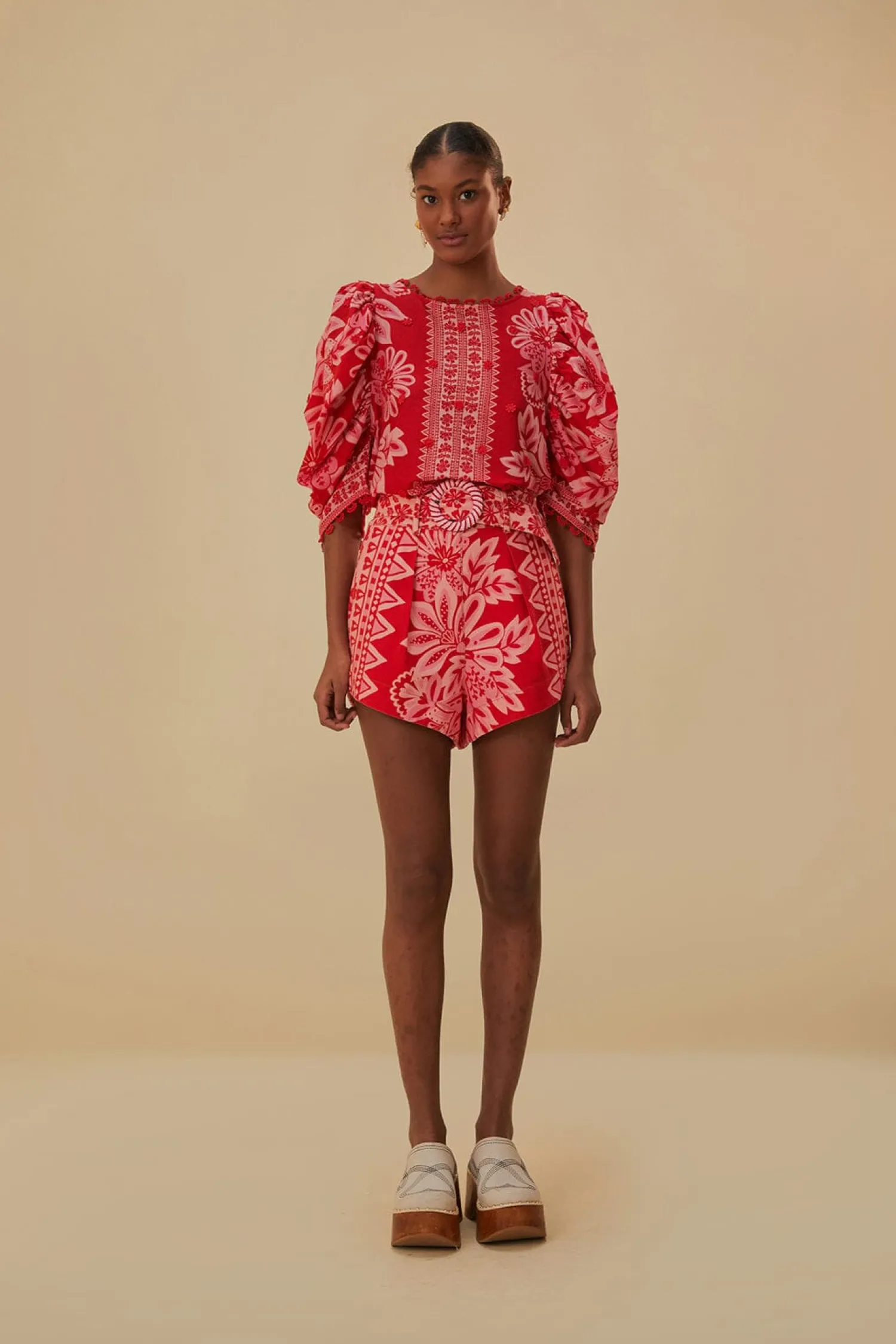 FARM Rio FLORA TAPESTRY RED BLOUSE