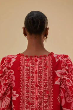 FARM Rio FLORA TAPESTRY RED BLOUSE