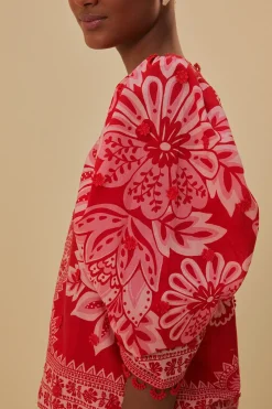 FARM Rio FLORA TAPESTRY RED BLOUSE