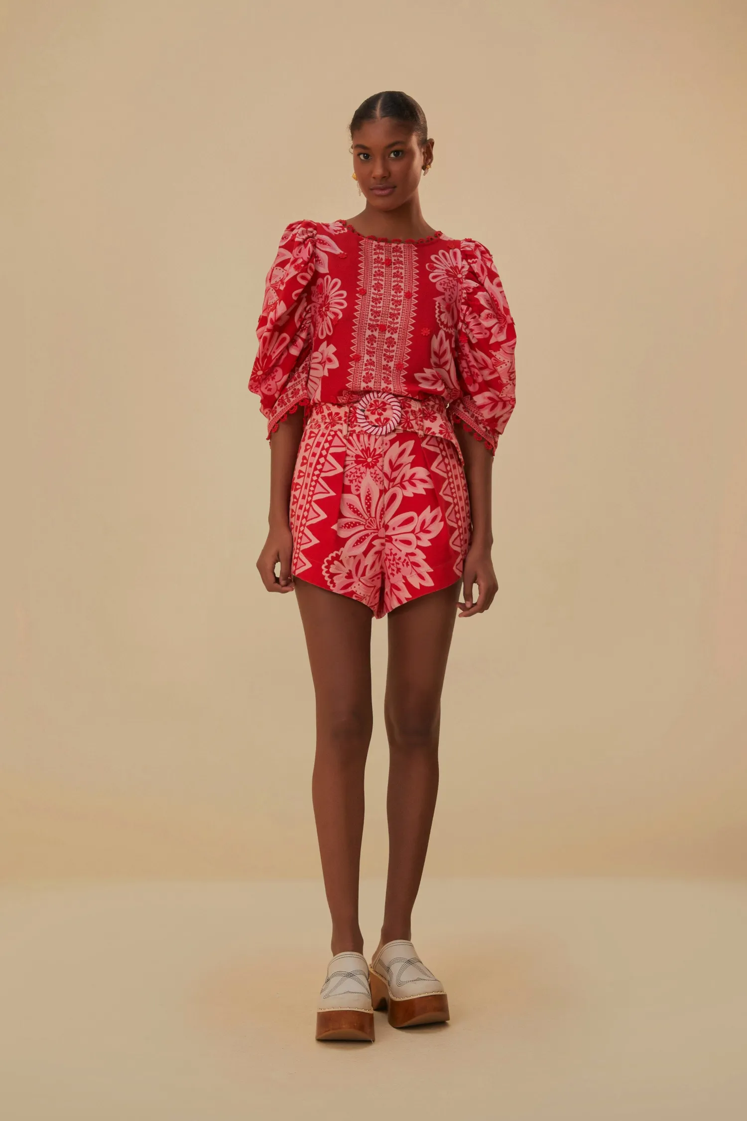 FARM Rio FLORA TAPESTRY RED SHORTS