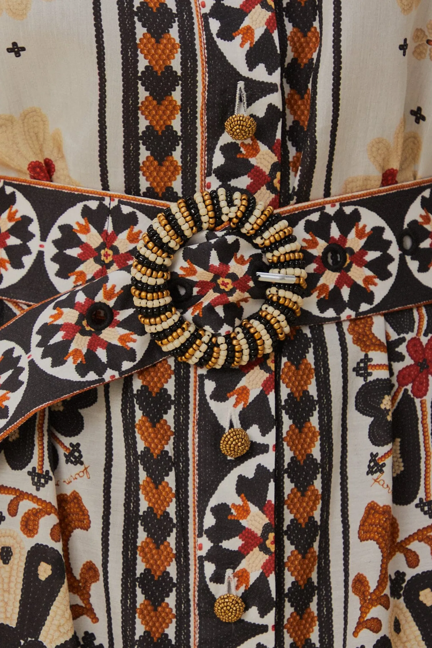 FARM Rio FLOWER FAN TAPESTRY OFF-WHITE MINI DRESS