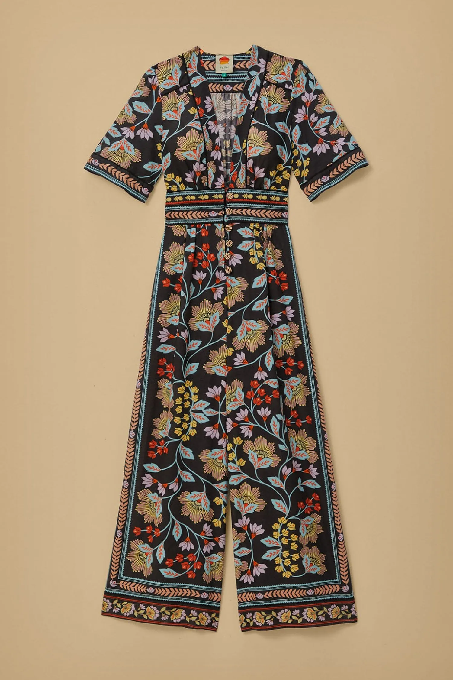 FARM Rio FLOWERY BLACK JUMPSUIT