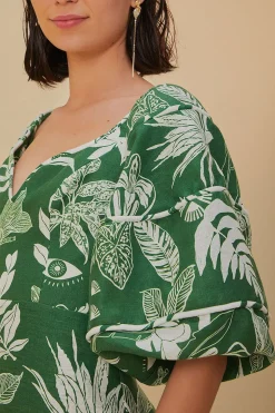 FARM Rio  FOREST SOUL GREEN SHORT SLEEVE MINI DRESS