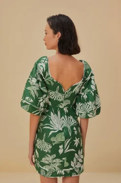 FARM Rio  FOREST SOUL GREEN SHORT SLEEVE MINI DRESS
