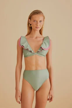 FARM Rio GREEN HIGH WAISTED BIKINI BOTTOM