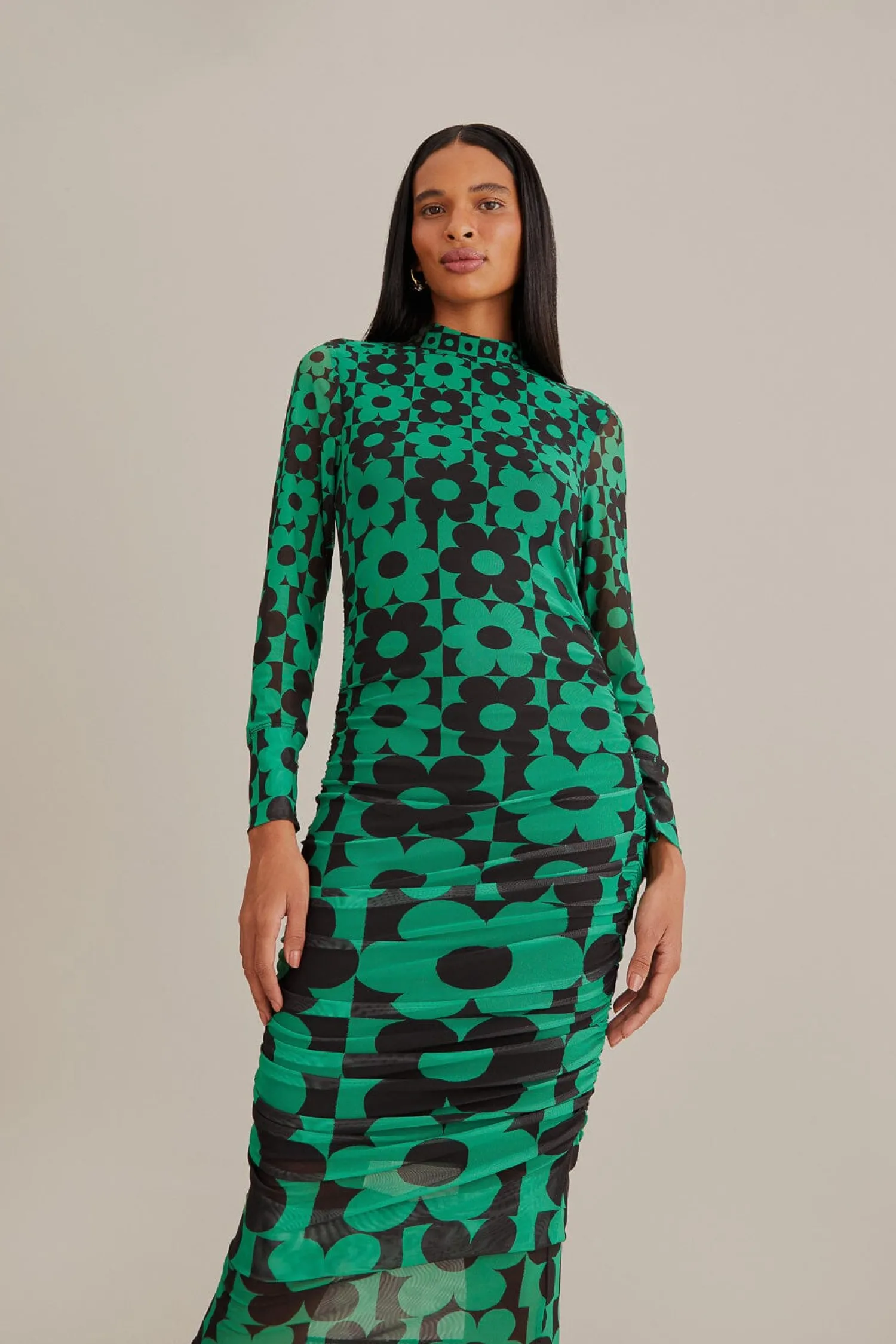 FARM Rio GREEN LOVEDAISY TULLE MIDI DRESS