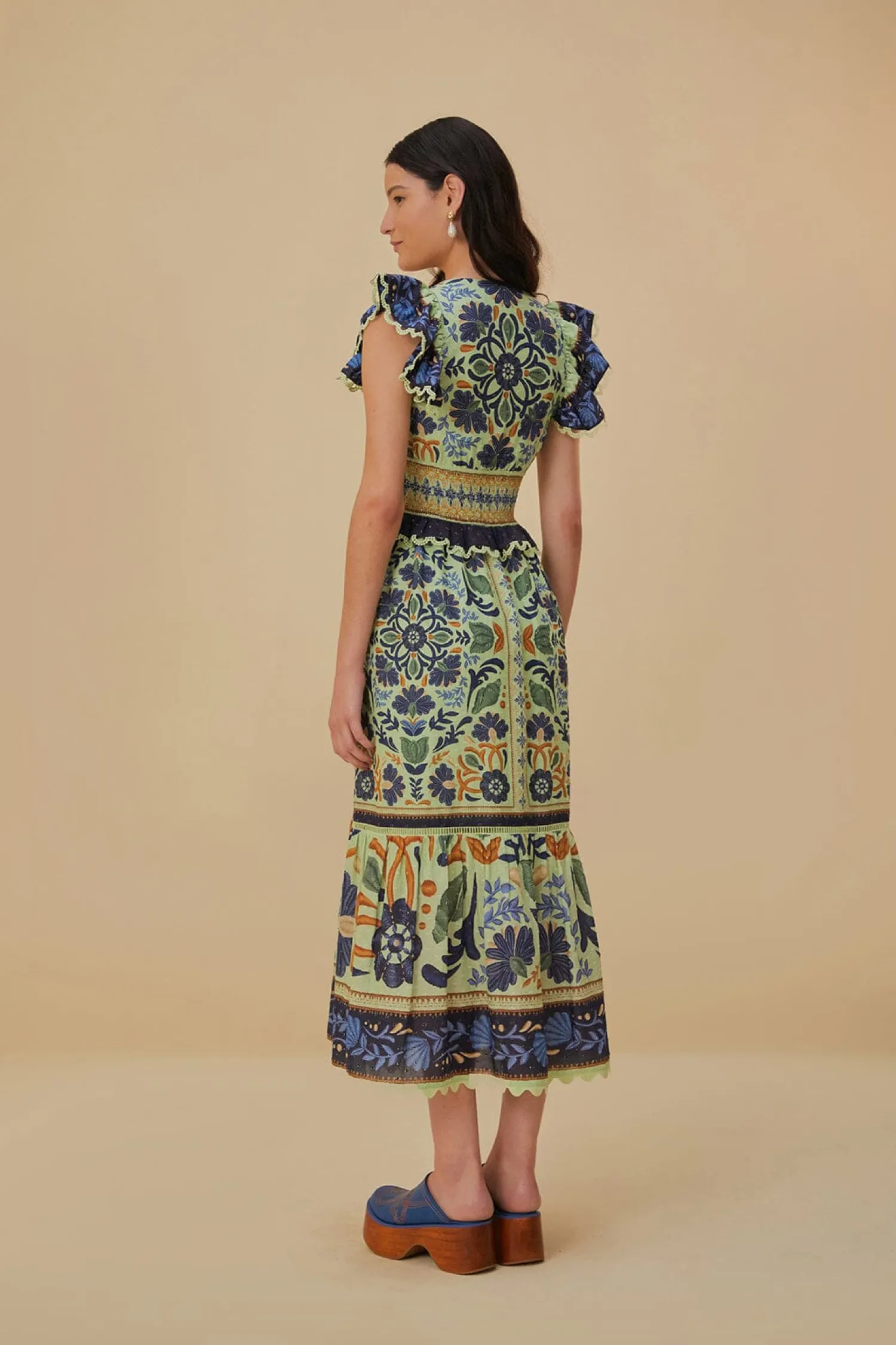 FARM Rio GREEN OCEAN TAPESTRY MAXI DRESS