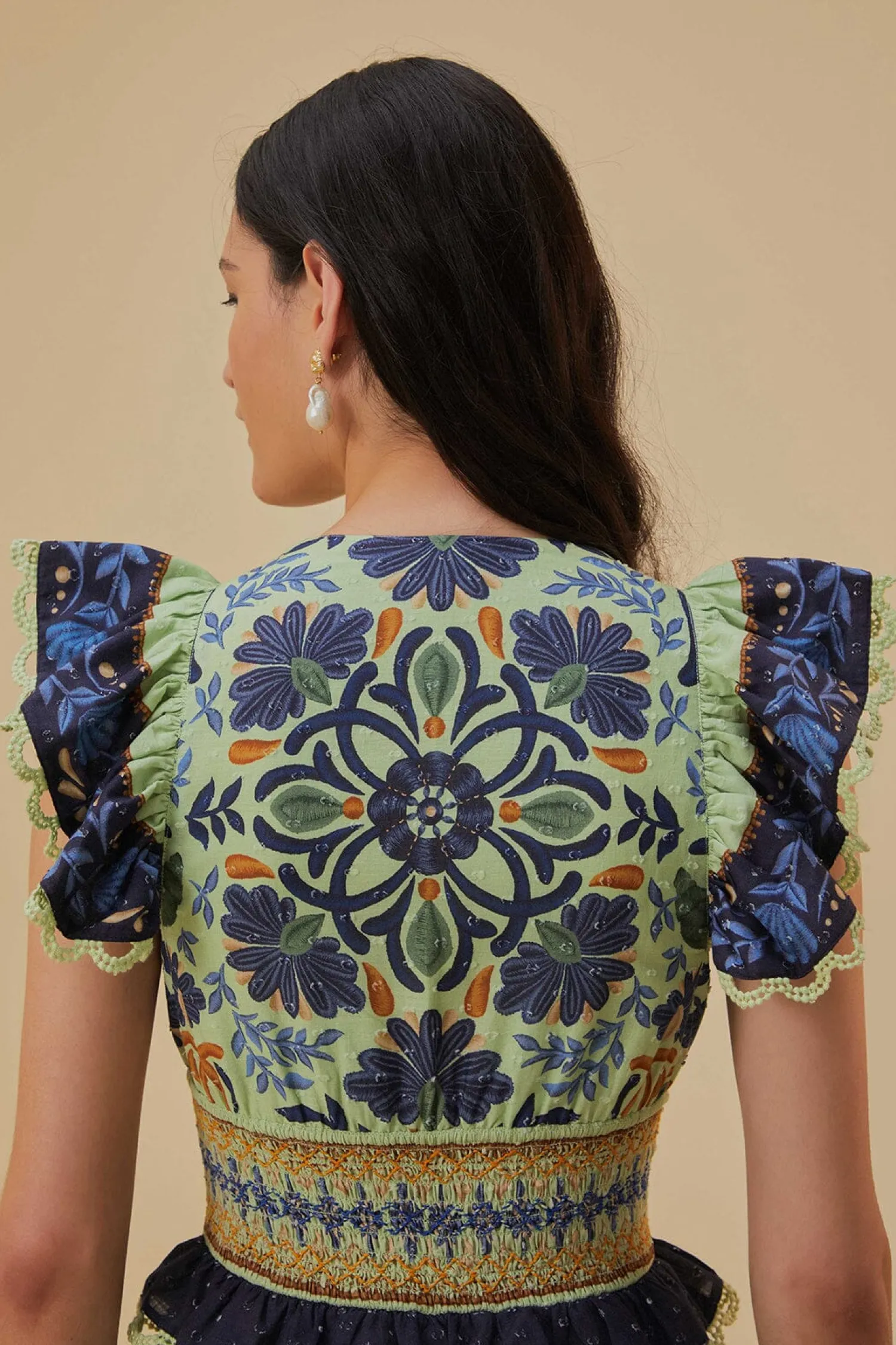 FARM Rio GREEN OCEAN TAPESTRY MAXI DRESS