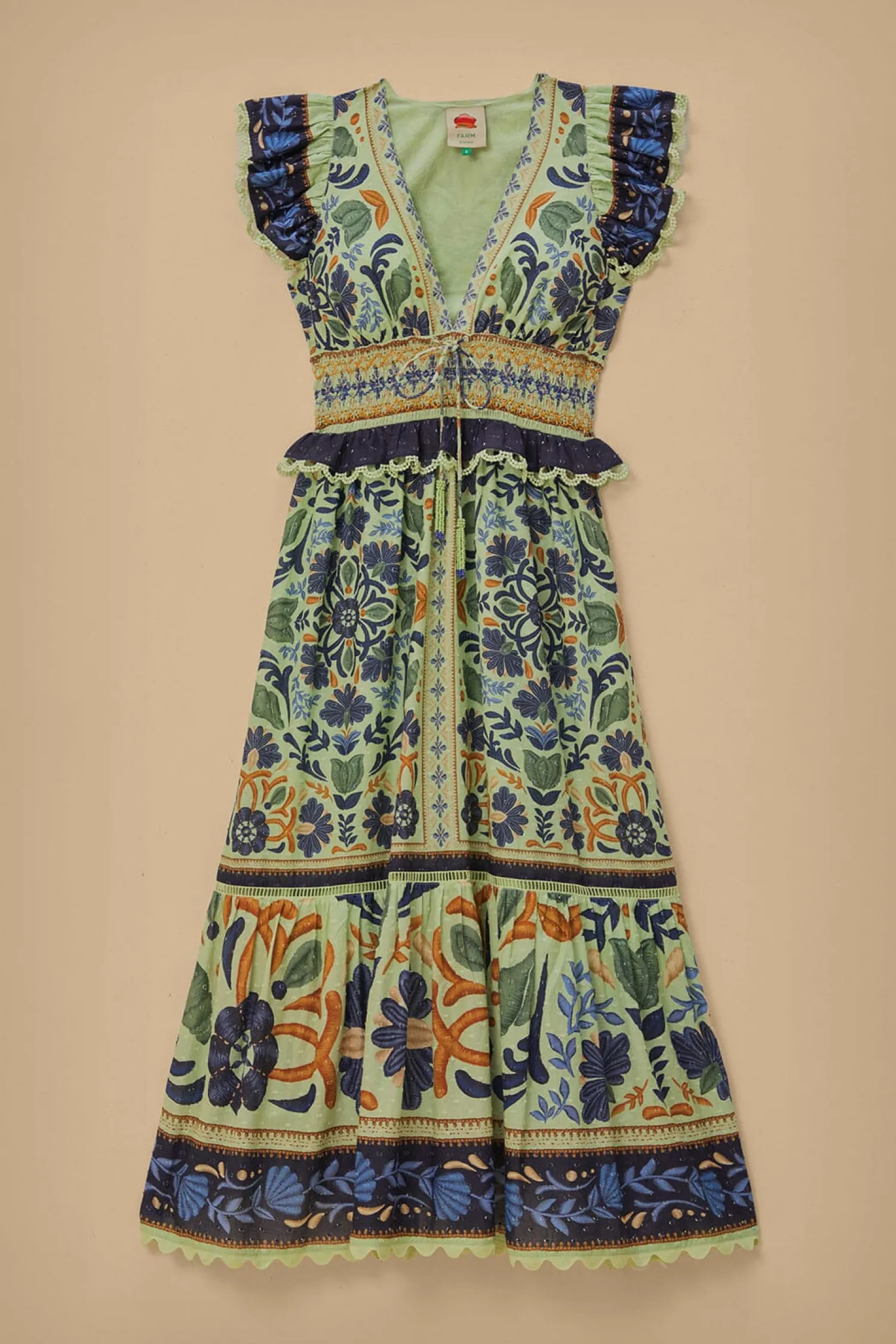 FARM Rio GREEN OCEAN TAPESTRY MAXI DRESS