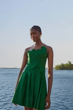FARM Rio  GREEN ONE SHOULDER LEA MINI DRESS