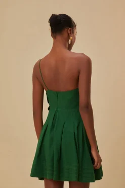 FARM Rio GREEN ONE SHOULDER LEA MINI DRESS