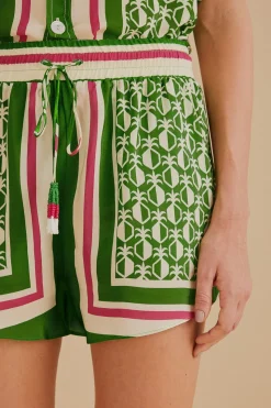 FARM Rio GREEN PINEAPPLE SCARF SHORTS