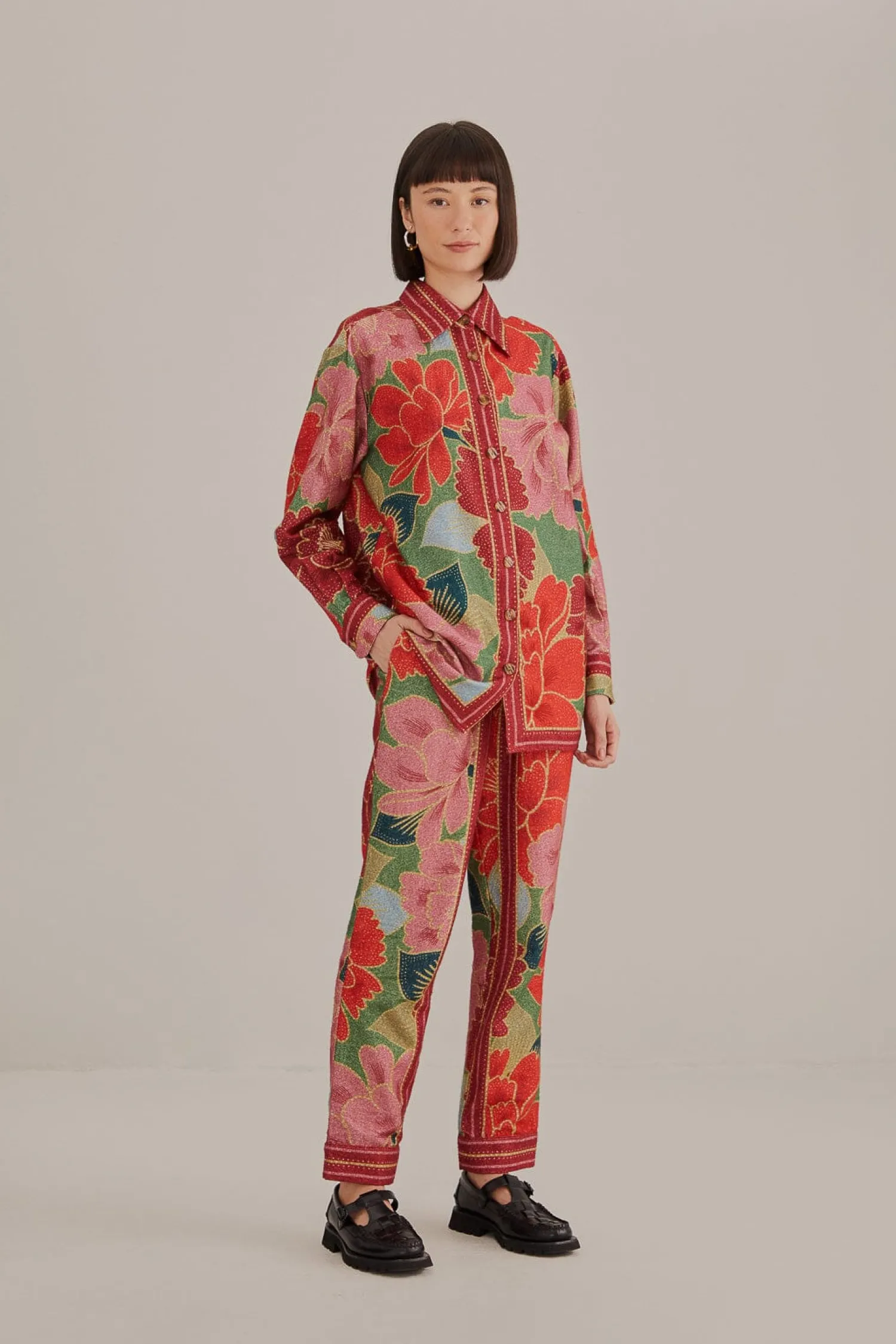 FARM Rio GREEN SOLAR CHITA LONG SLEEVE SHIRT
