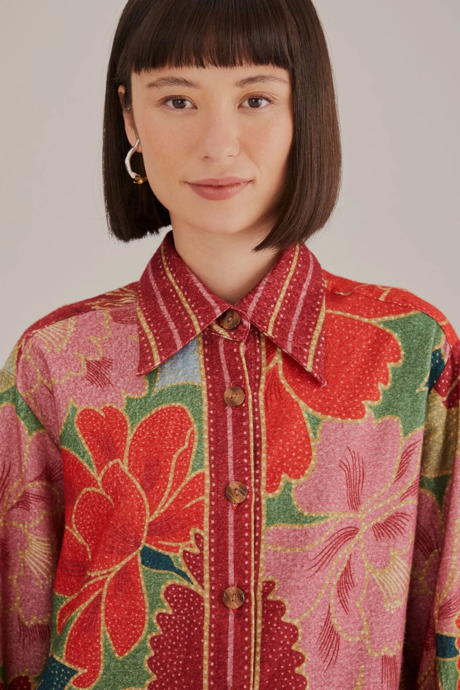 FARM Rio GREEN SOLAR CHITA LONG SLEEVE SHIRT