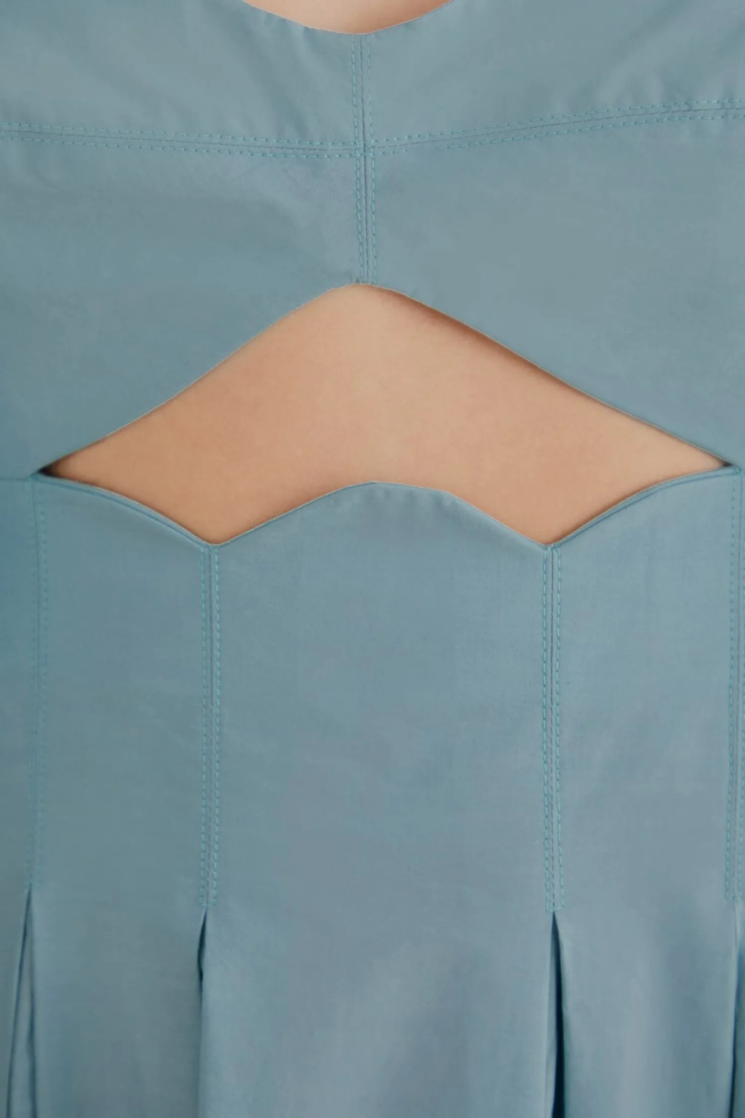 FARM Rio GREY BLUE CUT OUT MIDI DRESS