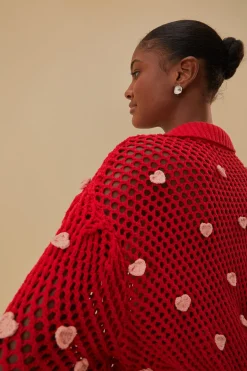 FARM Rio HANDMADE HEARTS KNIT SWEATER