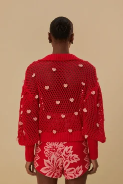 FARM Rio HANDMADE HEARTS KNIT SWEATER