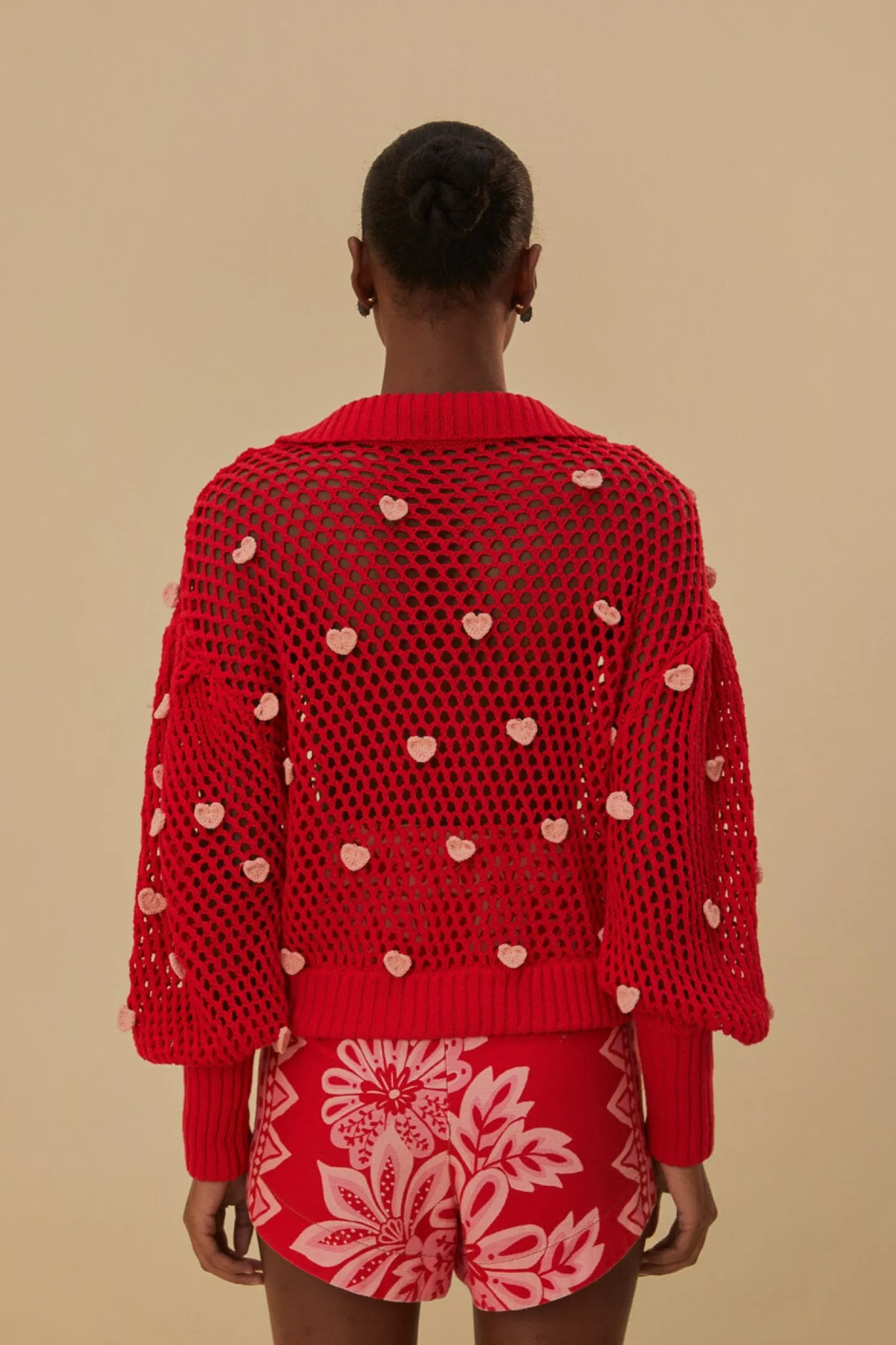 FARM Rio HANDMADE HEARTS KNIT SWEATER