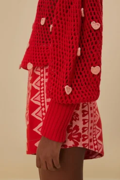 FARM Rio HANDMADE HEARTS KNIT SWEATER