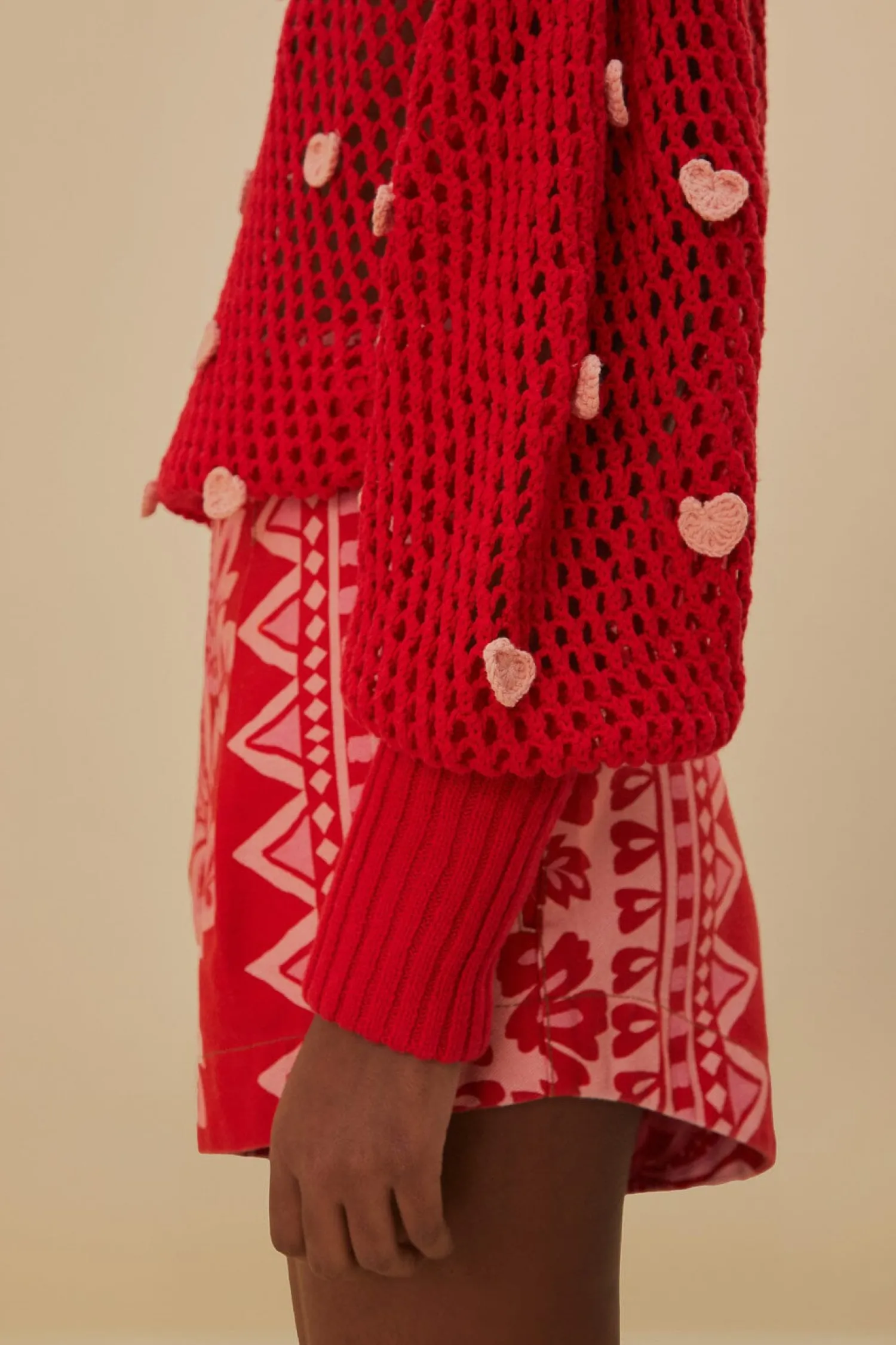 FARM Rio HANDMADE HEARTS KNIT SWEATER
