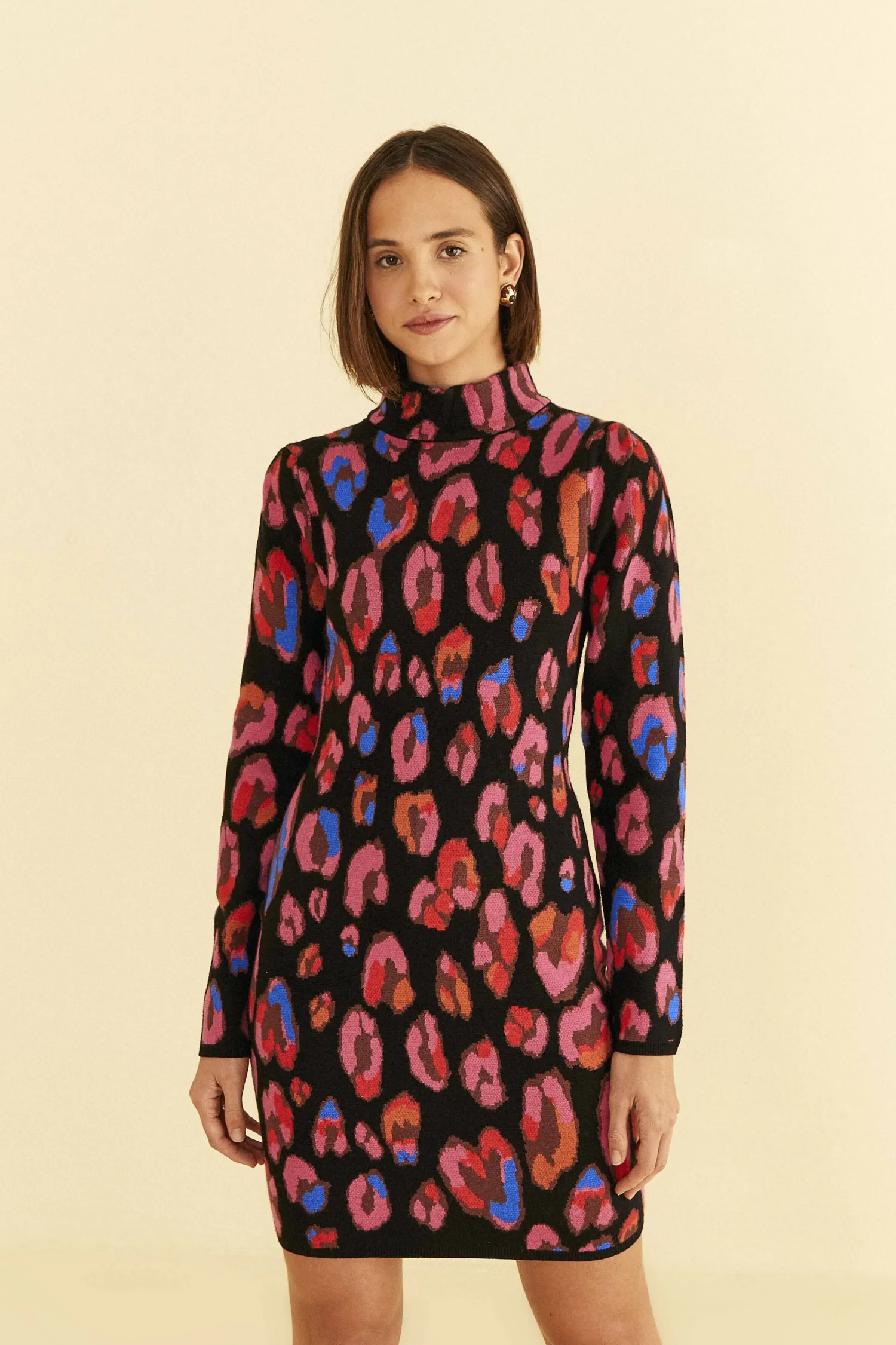 FARM Rio IRIDESCENT LEOPARDS KNIT MINI DRESS