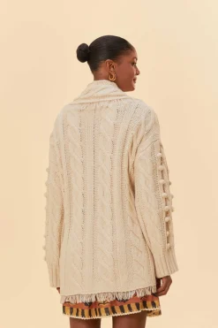 FARM Rio KHAKI BRAIDED KNIT CARDIGAN