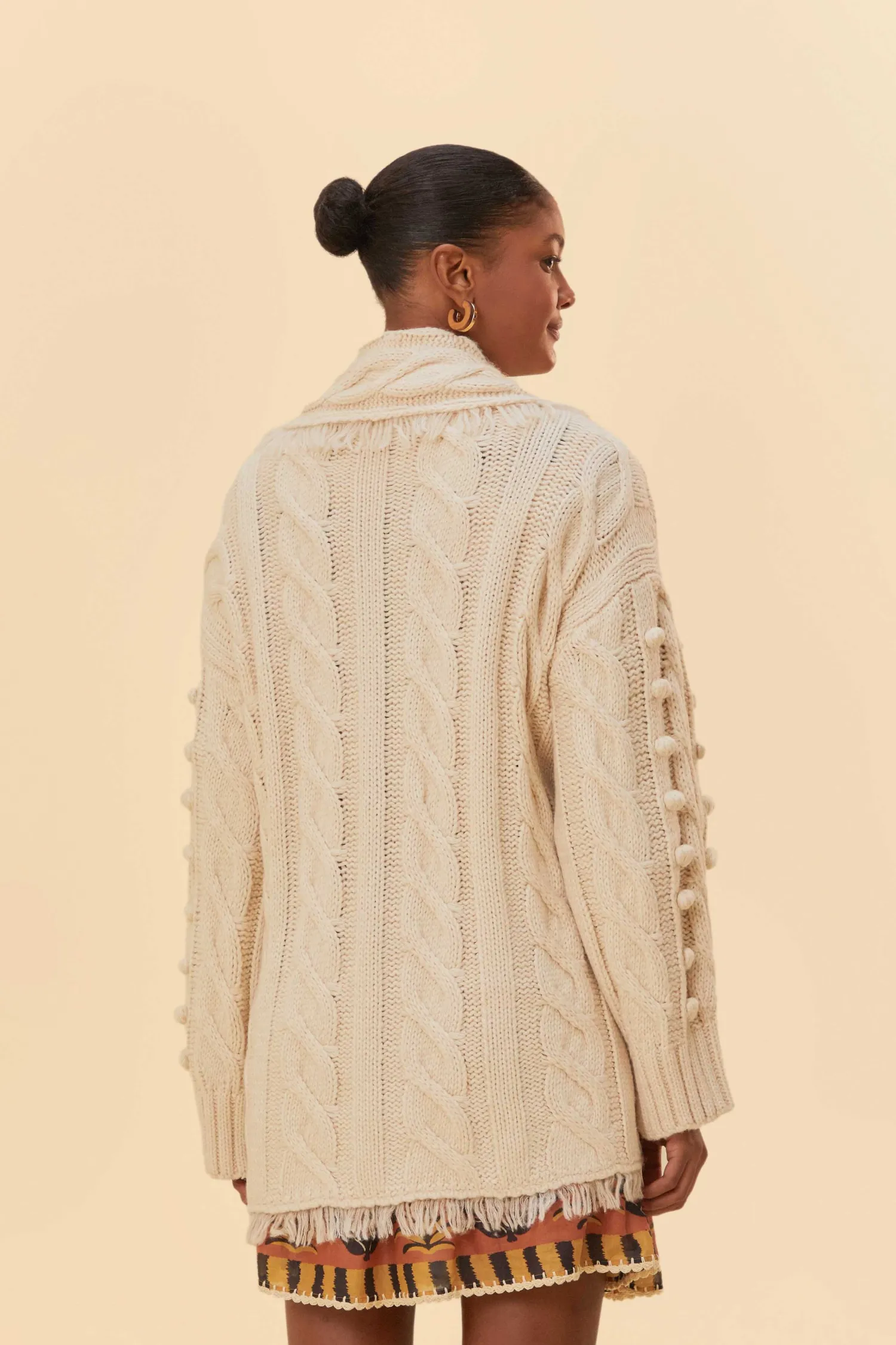 FARM Rio KHAKI BRAIDED KNIT CARDIGAN