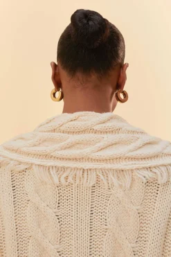 FARM Rio KHAKI BRAIDED KNIT CARDIGAN
