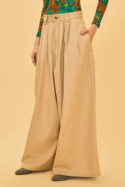 FARM Rio  KHAKI LOW WAISTED PLEATED PANTS