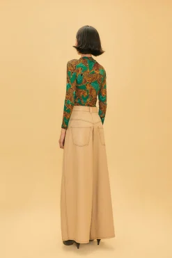 FARM Rio  KHAKI LOW WAISTED PLEATED PANTS