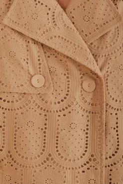FARM Rio  KHAKI PINEAPPLE COTTON EYELET TRENCH COAT