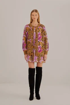FARM Rio  LAVENDER TIGER LEAVES KNIT CARDIGAN