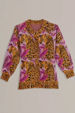 FARM Rio  LAVENDER TIGER LEAVES KNIT CARDIGAN