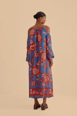 FARM Rio  LIGHT BLUE LACE GARDEN MAXI DRESS