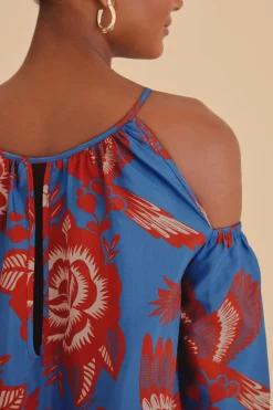 FARM Rio  LIGHT BLUE LACE GARDEN MAXI DRESS