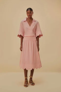 FARM Rio LIGHT PINK HEART DETAILED MIDI DRESS