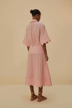 FARM Rio  LIGHT PINK HEART DETAILED MIDI DRESS
